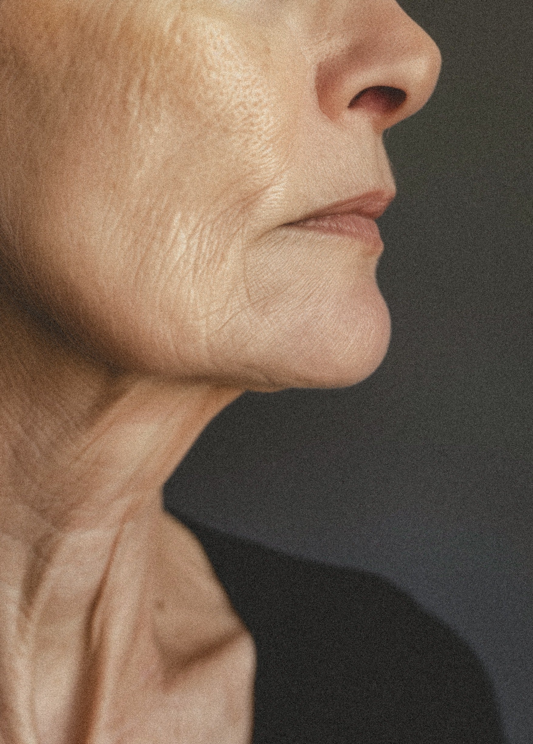 Close up of an older woman's skin