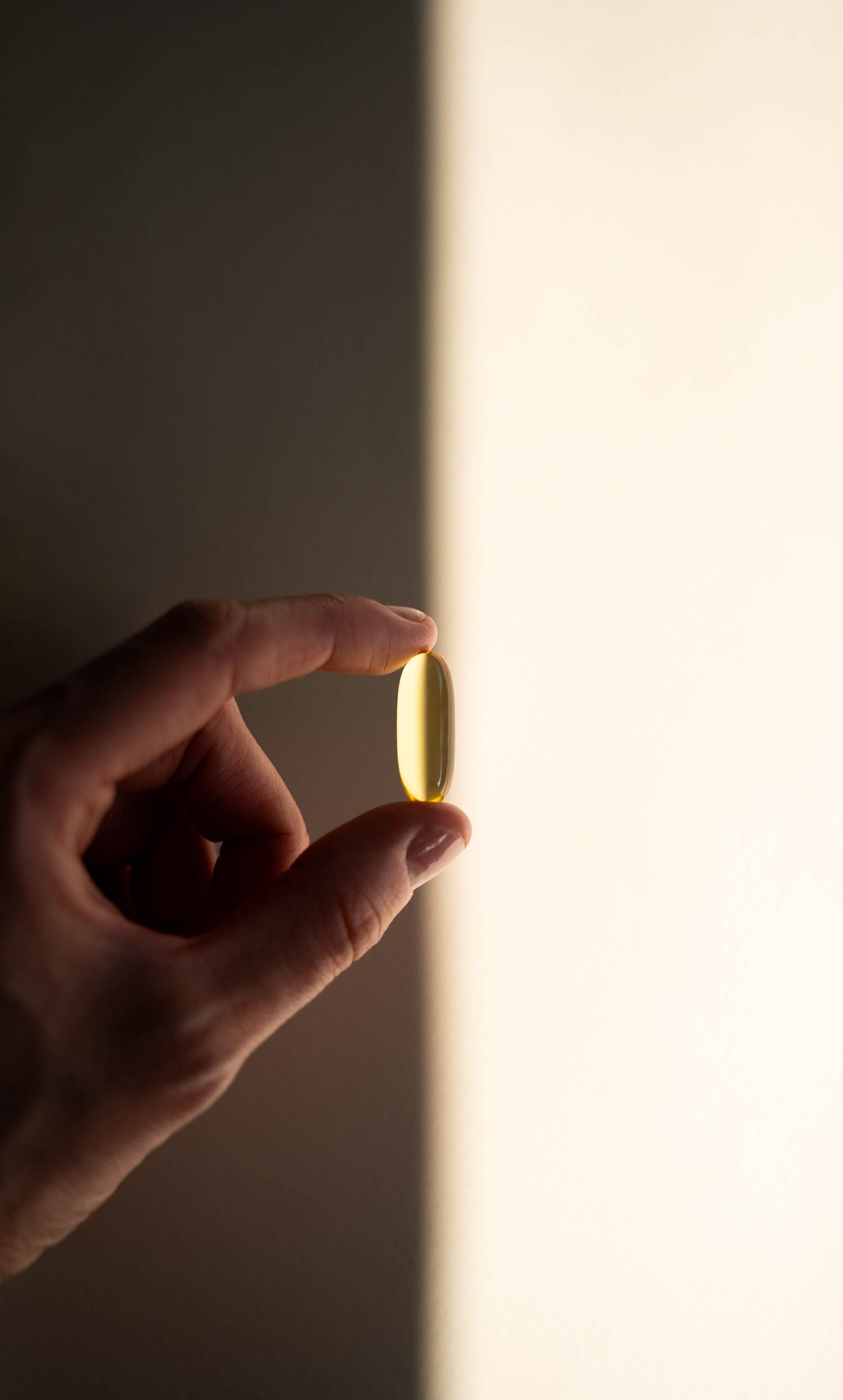 Close up of fish oil tablet 